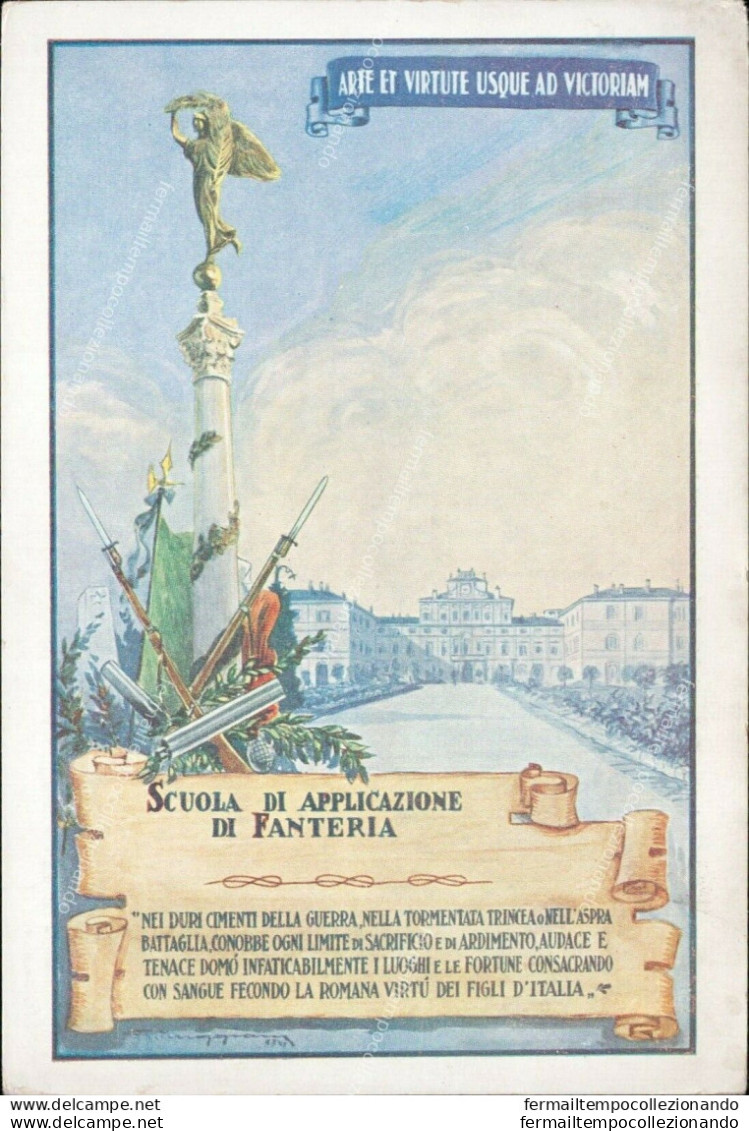 An208 Cartolina Militare Scuola Di Applicazione Di Fanteria Parma - Regiments