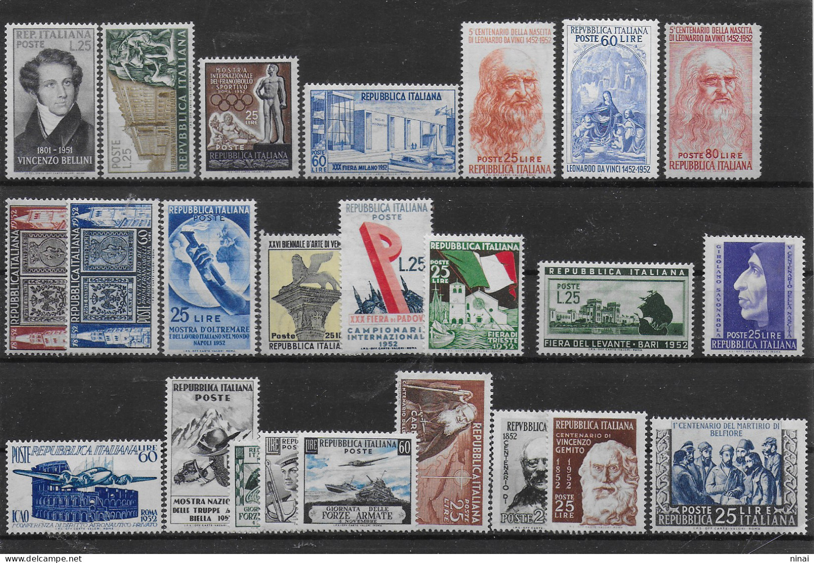 REPUBBLICA 1952 ANNATA COMPLETA ** MNH LUSSO 24 VALORI C1918 - 1946-60: Mint/hinged