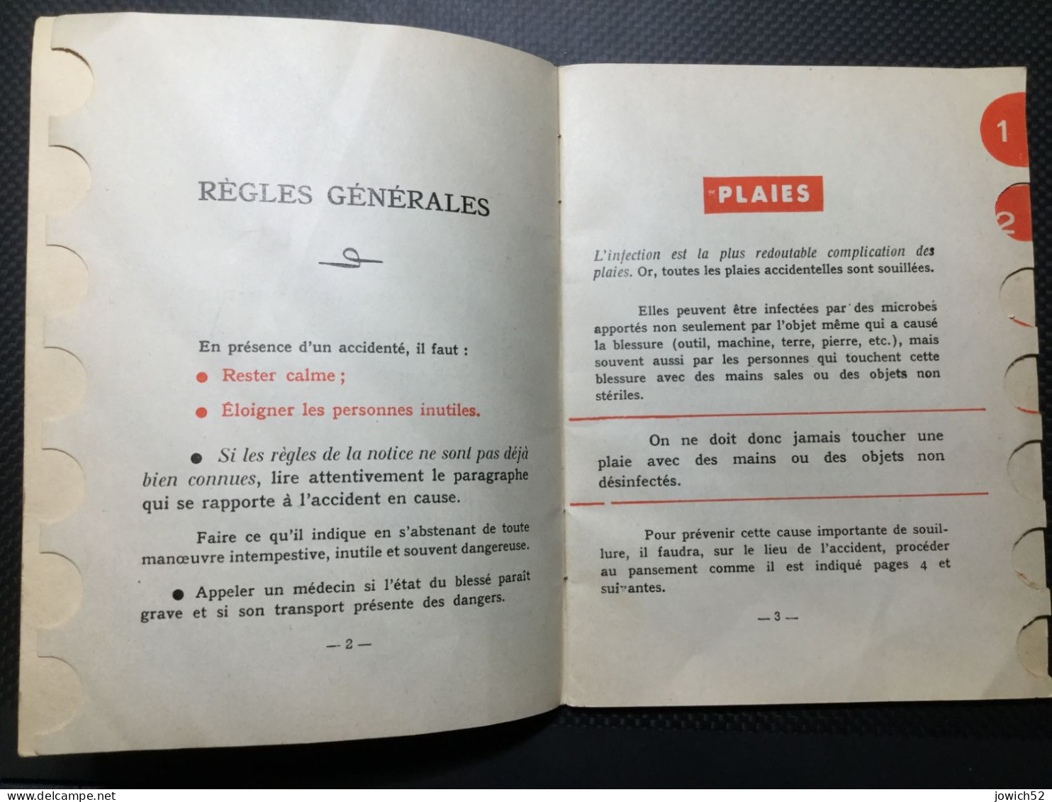 Guide Premiers Soins En Cas D'accidents Au Travail Année 1954 3eme Edition - Health