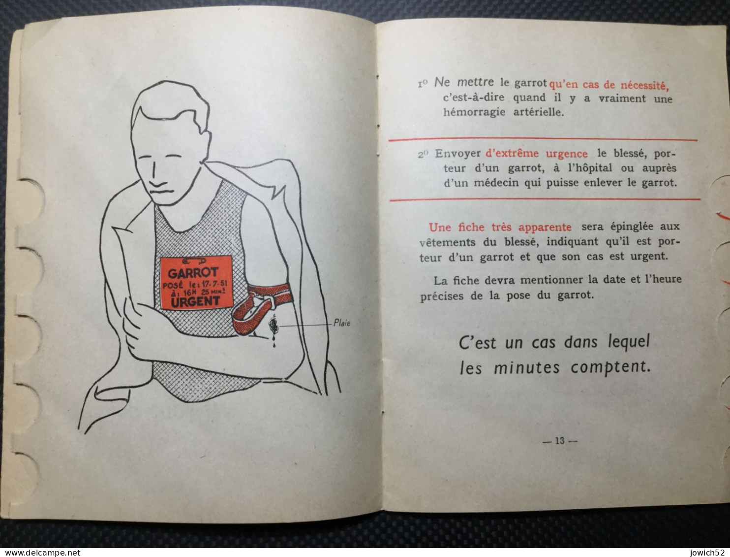 Guide Premiers Soins En Cas D'accidents Au Travail Année 1954 3eme Edition - Salud