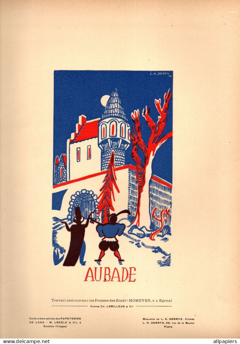 Illustration “Aubade” Exécuté Sur Les Presses Des Etablissements Homeyer à Epinal - Format : 31.5x23.5 Cm - Other & Unclassified