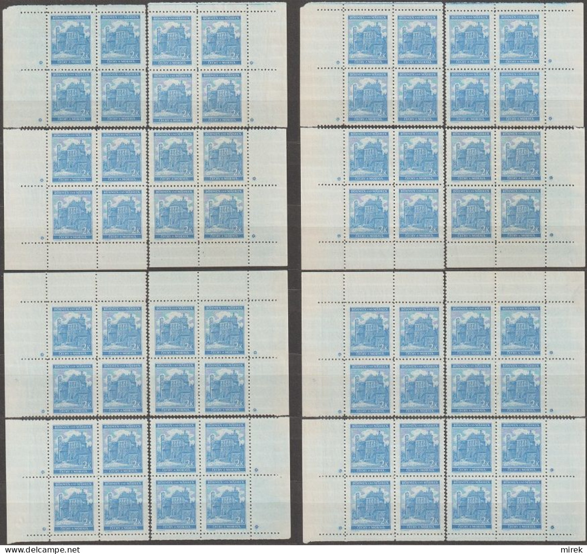 127/ Pof. 59, Clear Blue(very Rare); Both Corner 4-blocks Miniature, Plate Marks * And +; Almost Impossible Completation - Ungebraucht