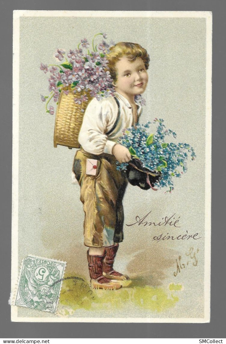 Enfant, Fleurs ... Carte Gaufrée (13657) - Portraits