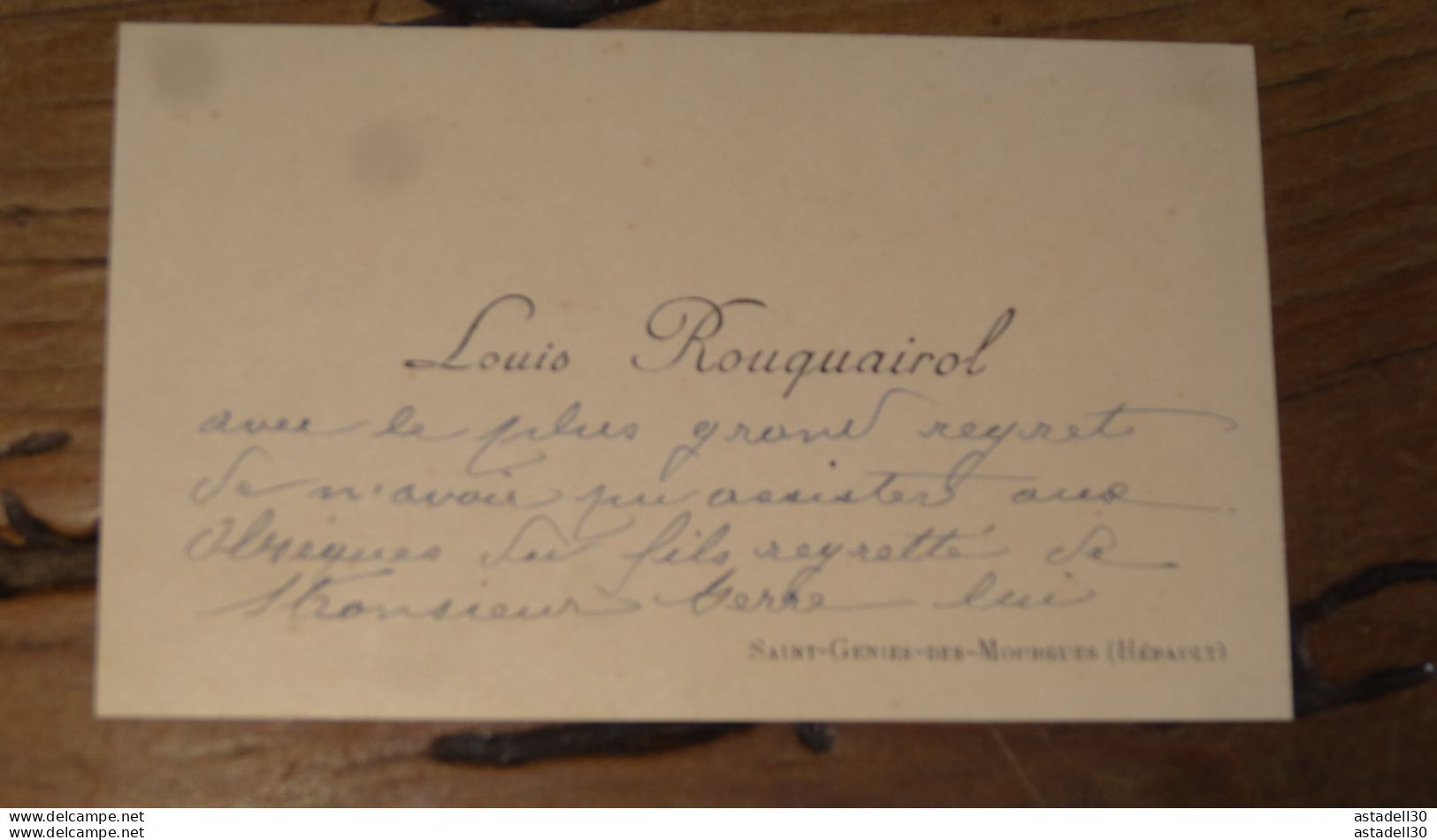 Carte De Visite De Louis ROUQUAIROL A SAINT GENIES DES MOURGUES - 34   ......... E1-16 - Cartes De Visite