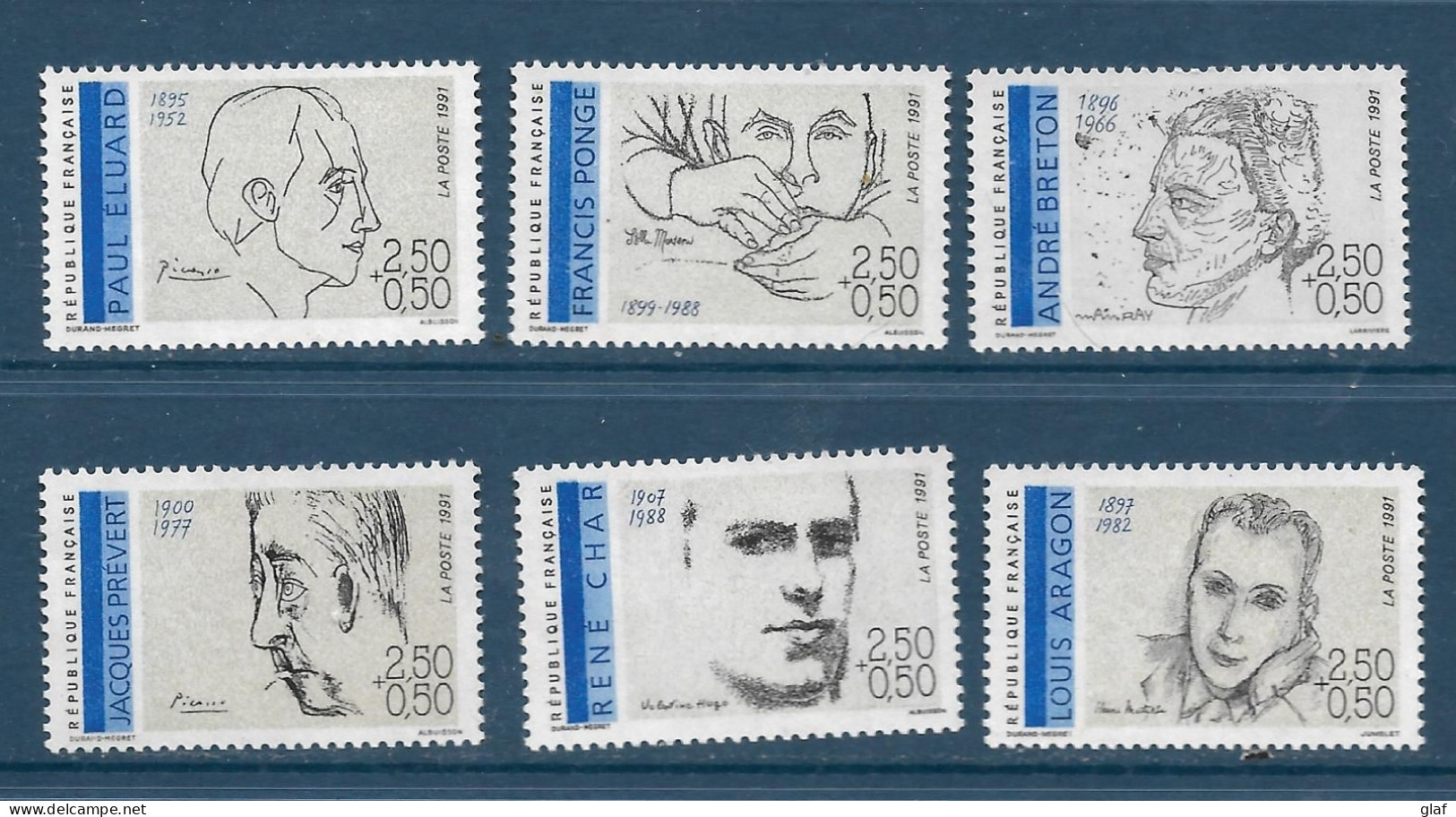 Série Personnages Célèbres 1991 (YT 2681/86) - "Poètes" - Neufs Sans Trace De Charnière - Unused Stamps