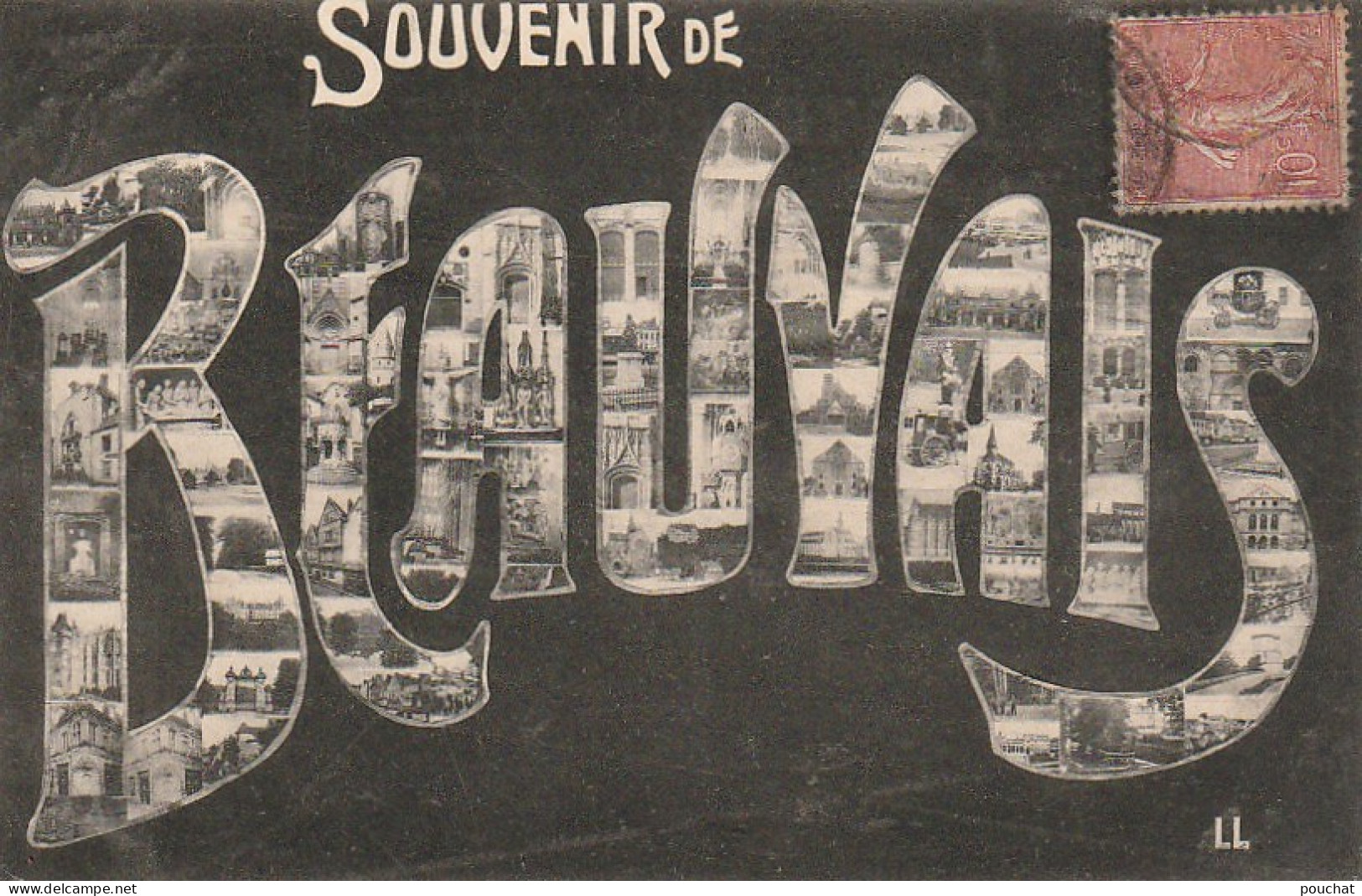 TE 1-(60) SOUVENIR DE BEAUVAIS - CARTE FANTAISIE LETTRES MULTIVUES - 2 SCANS - Beauvais