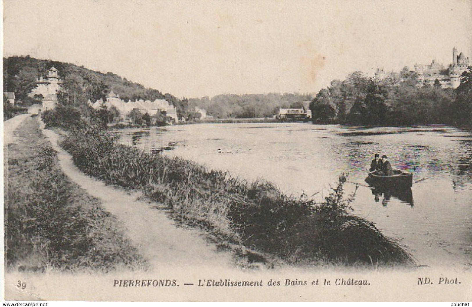 TE 1-(60) PIERREFONDS - L' ETABLISSEMENT DES BAINS ET LE CHATEAU - CANOTEUR - 2 SCANS - Pierrefonds