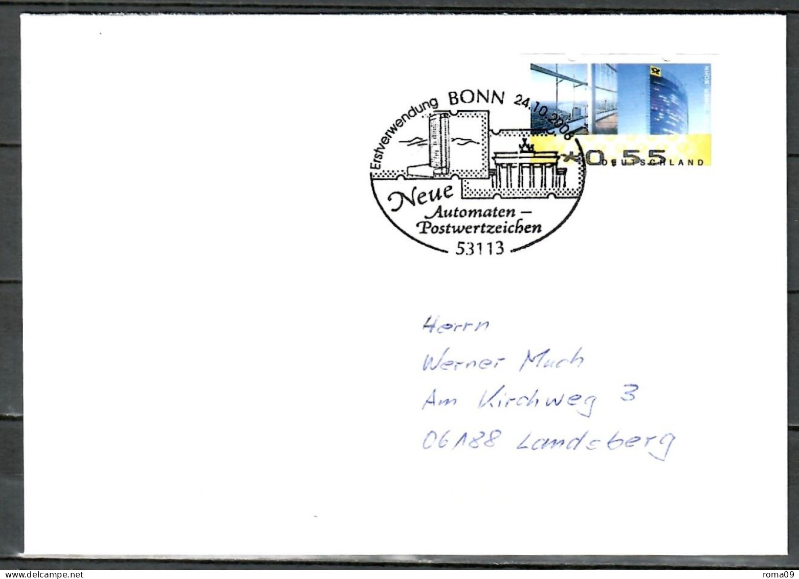 MiNr. ATM 7 (Post Tower), Ersttag Motivwechsel Bei ATM, SoSt. Postamt "Bonn"; B-1860 - Timbres De Distributeurs [ATM]