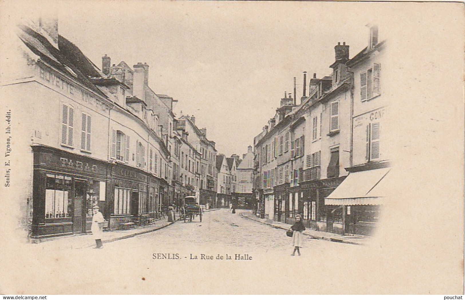 TE 2-(60) SENLIS - LA RUE DE LA HALLE - COMMERCES - ANIMATION - 2 SCANS - Senlis