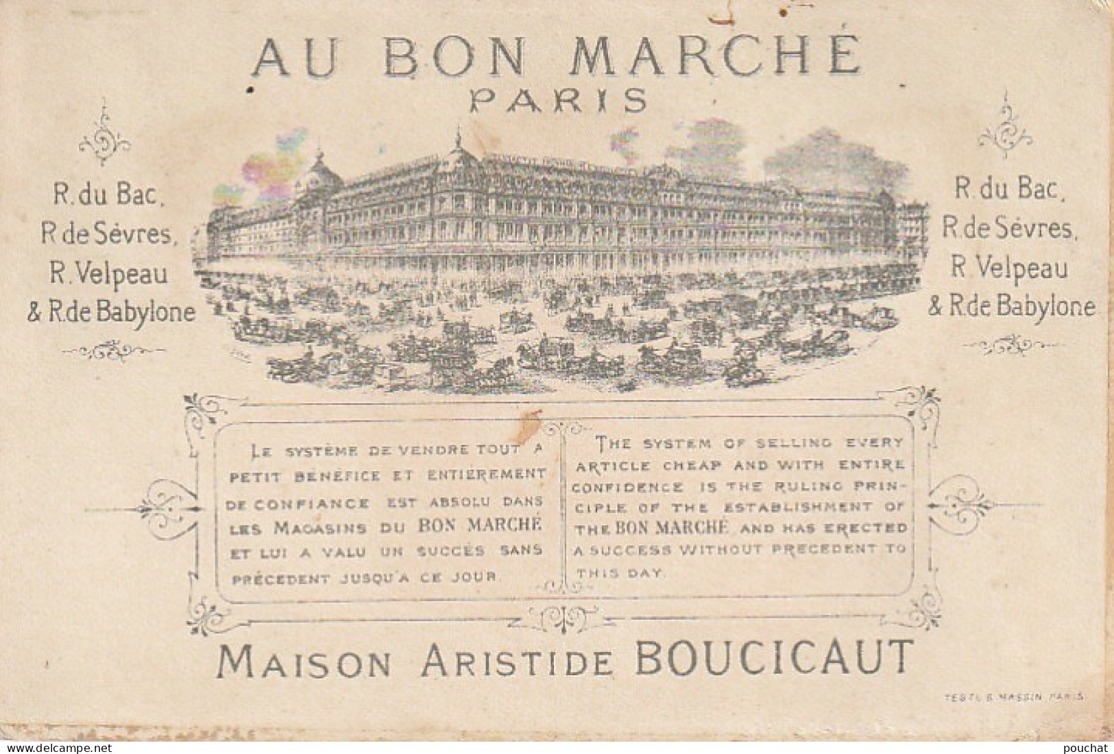 TE 4- " PLAISIR DE VOUS REVOIR " - CHROMO PUB AU BON MARCHE - MAISON A . BOUCICAUT - FEMMES PAPILLON- DORURE - Au Bon Marché