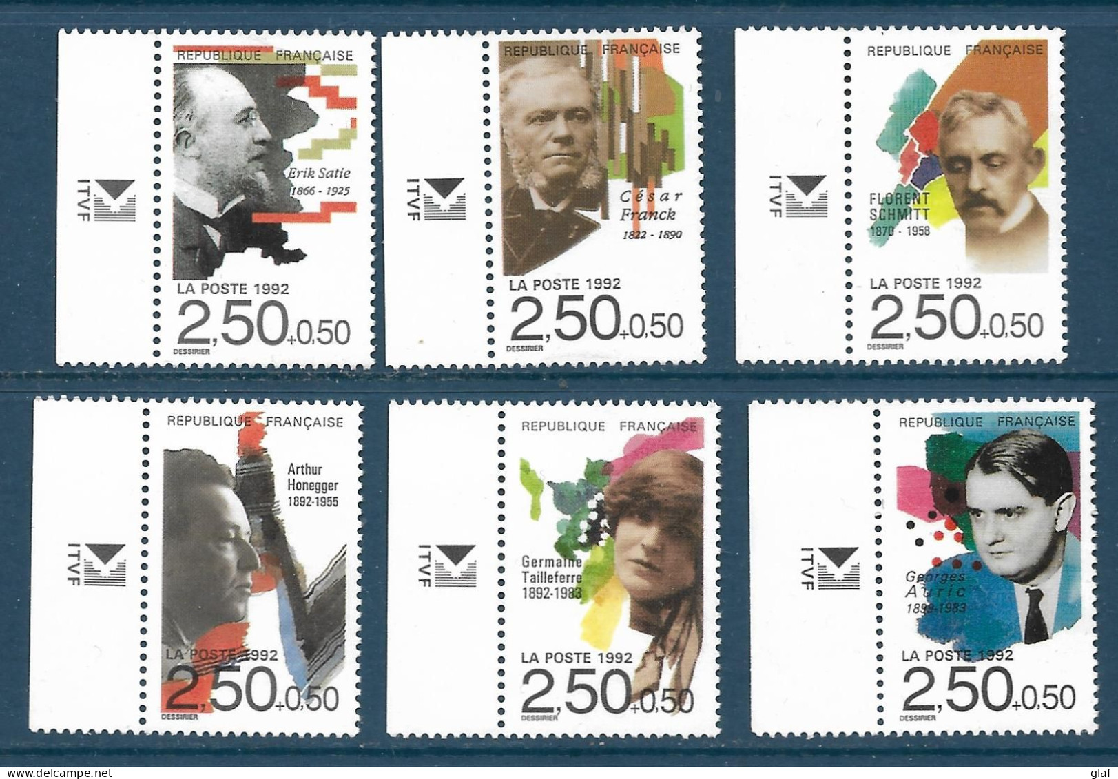 Série Personnages Célèbres 1992 (YT 2747/52) - "Musiciens" - Neufs Sans Trace De Charnière - Unused Stamps