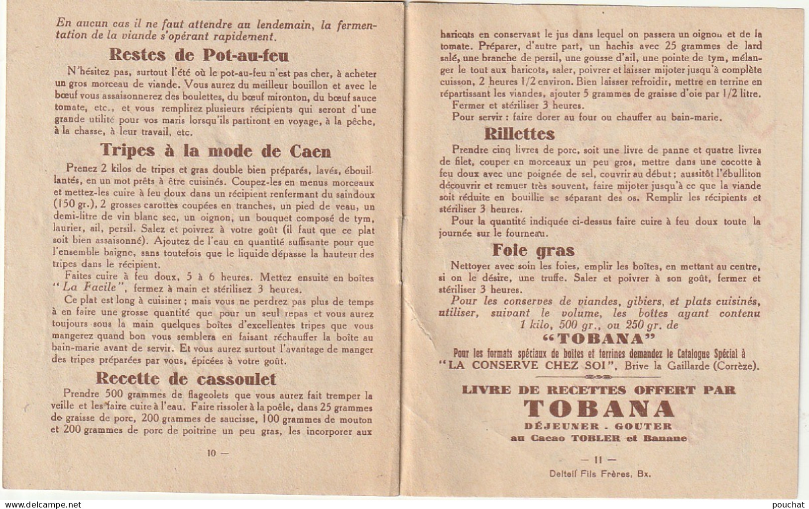 TE 4- " LA FACILE " LIVRET PUBLICITAIRE - BOITES A CONSERVES - UTILISATION , RECETTES - PUB CHOCOLAT TOBLER - 7 SCANS