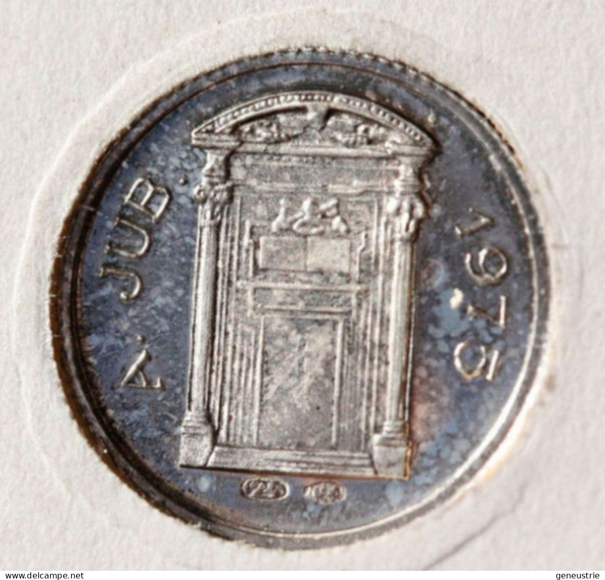 Petit Jeton Argent (Quinaire) De L'Année Sainte 1975 Dans Son Encart D'origine - Pape Paul VI - Roma Vatican Token - Adel