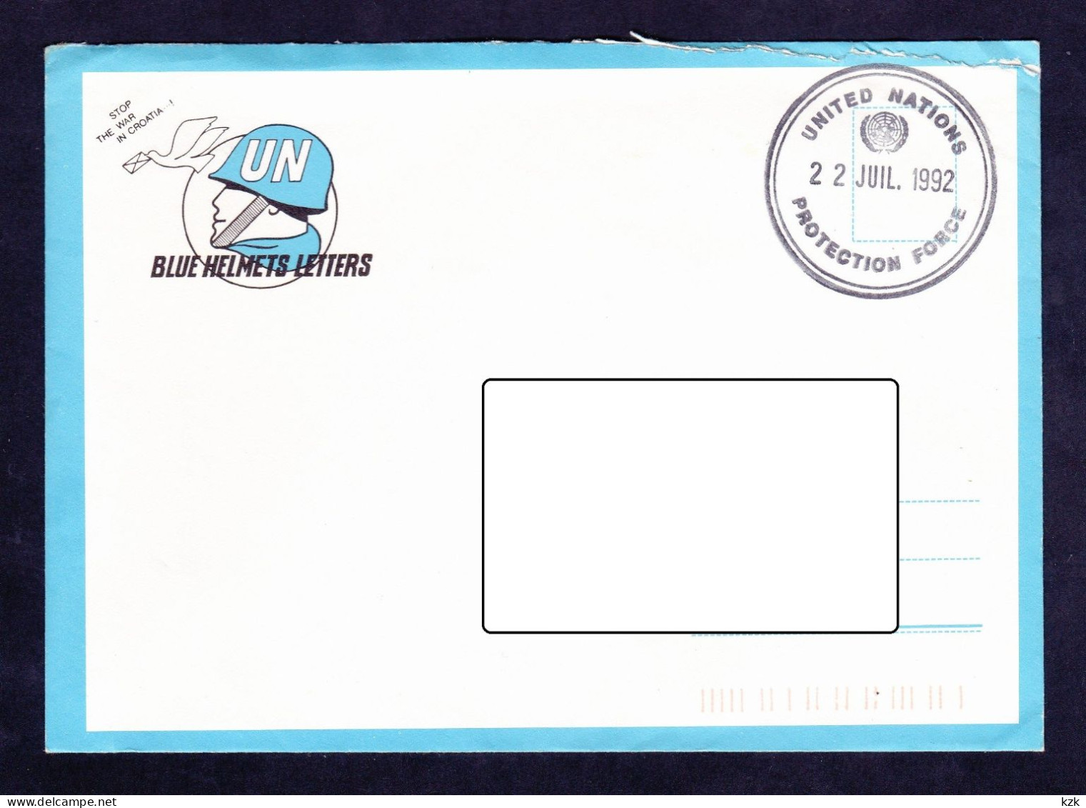 2 05	04	-	UNITED NATIONS  PROTECTION FORCE   22/07/1992 		-	Enveloppe  Ouverte Sur Le Haut - Autres & Non Classés