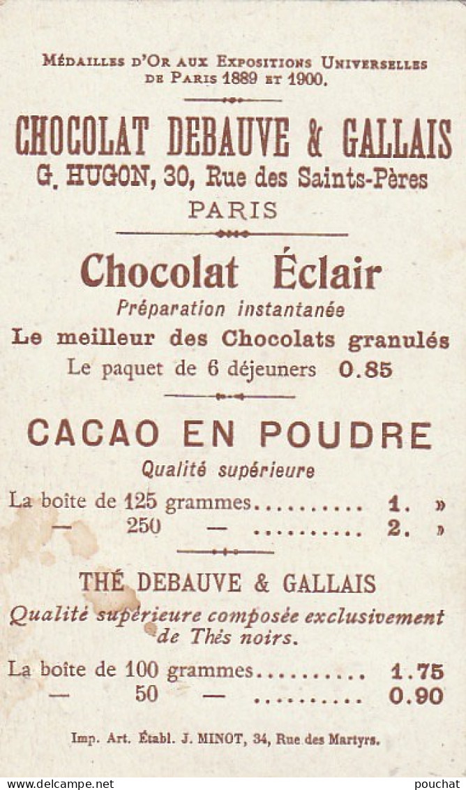 TE 6- " LE THEATRE A TRAVERS LES AGES " - EN GRECE - CARTE PUBLICITAIRE  CHOCOLAT DEBAUVE & GALLAIS - Andere & Zonder Classificatie