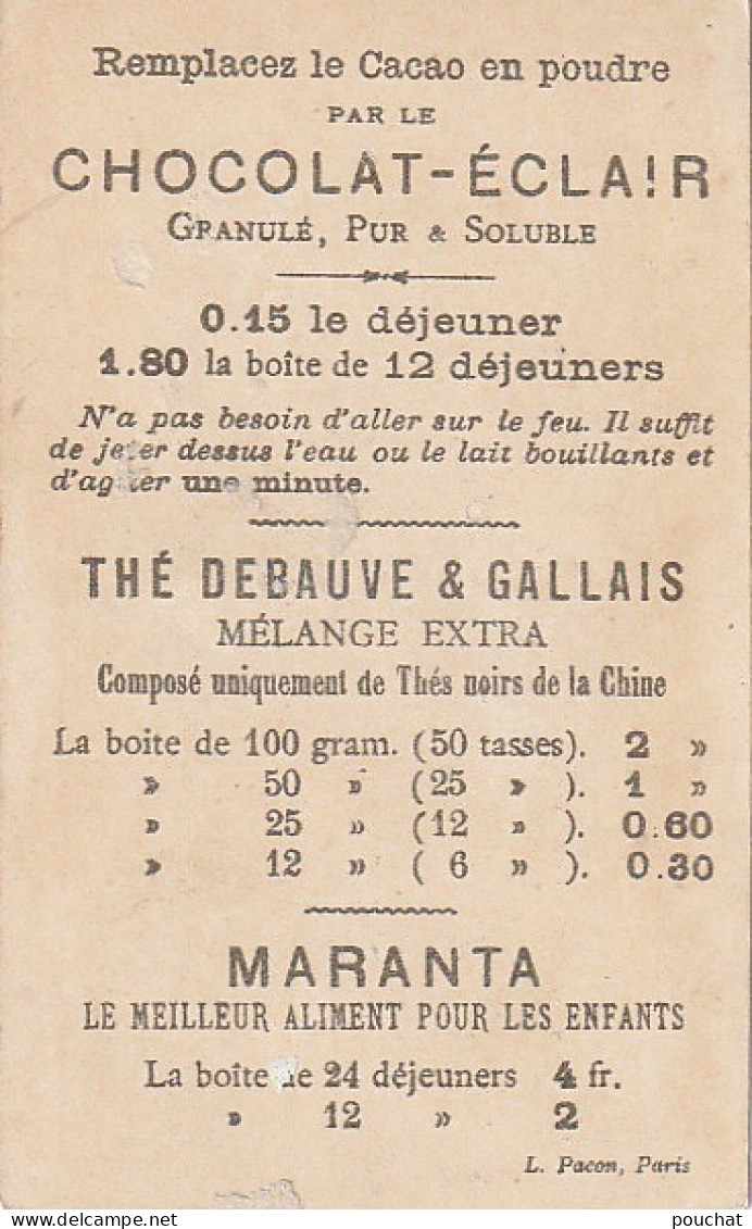 TE 6- CARTE PUBLICITAIRE  CHOCOLAT ECLAIR ET THE DEBAUVE & GALLAIS - PIGEONNIER ET VOL D' OISEAUX - Andere & Zonder Classificatie