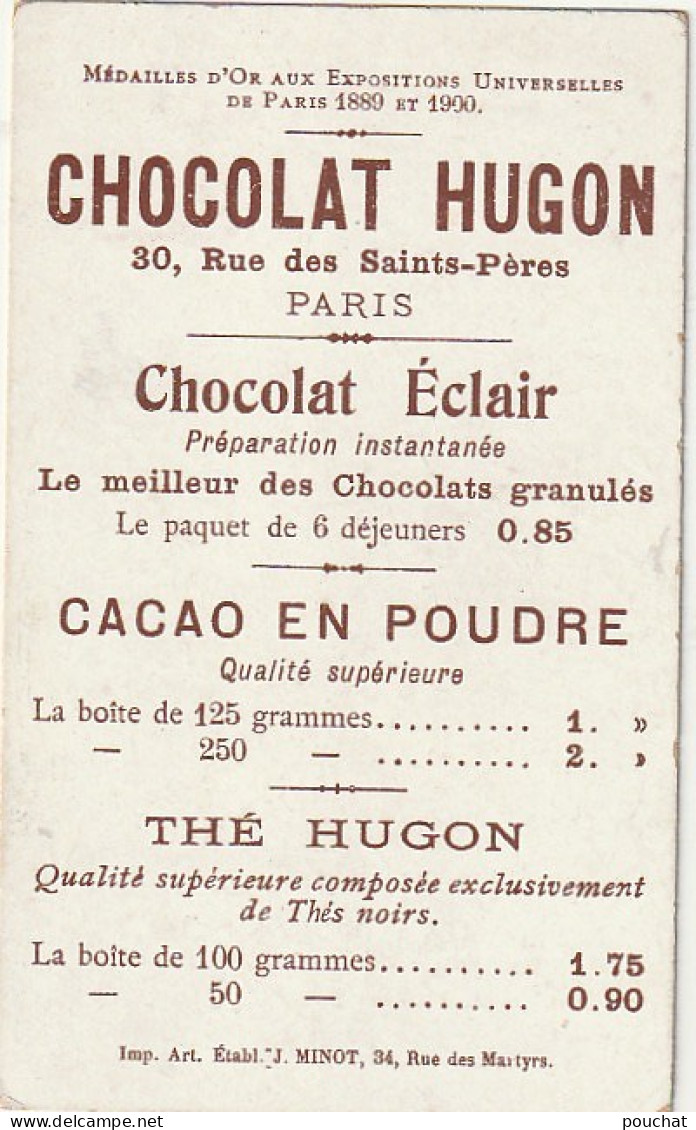 TE 6- " LE THEATRE A TRAVERS LES AGES " - LE THEATRE ANGLAIS - CARTE PUBLICITAIRE  CHOCOLAT HUGON - Andere & Zonder Classificatie