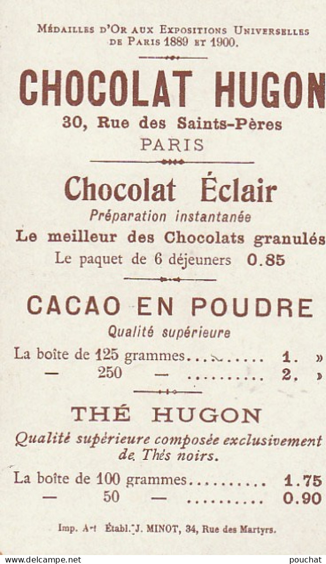 TE 6- " LE THEATRE A TRAVERS LES AGES " - UN CONCERT SOUS LE REGNE DE CHARLES VI - CARTE PUBLICITAIRE  CHOCOLAT HUGON - Andere & Zonder Classificatie