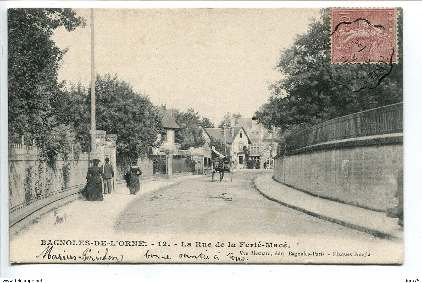 CPA Voyagé 1905 * BAGNOLES De L'ORNE La Rue De La Ferté Macé * Vve Mesnard Editeur - Bagnoles De L'Orne