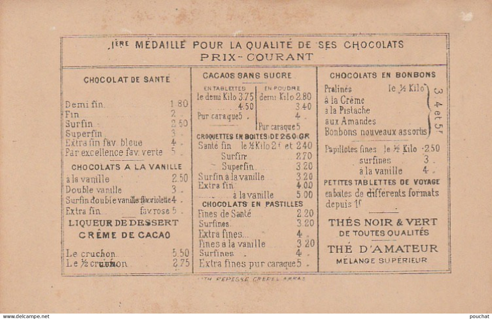 TE 7- ARRAS , CHAPELLE NOTRE DAME DES ARDENTS - CARTE PUBLICITAIRE CHOCOLAT IBLED , PARIS , MONDICOURT - TARIFS - Ibled