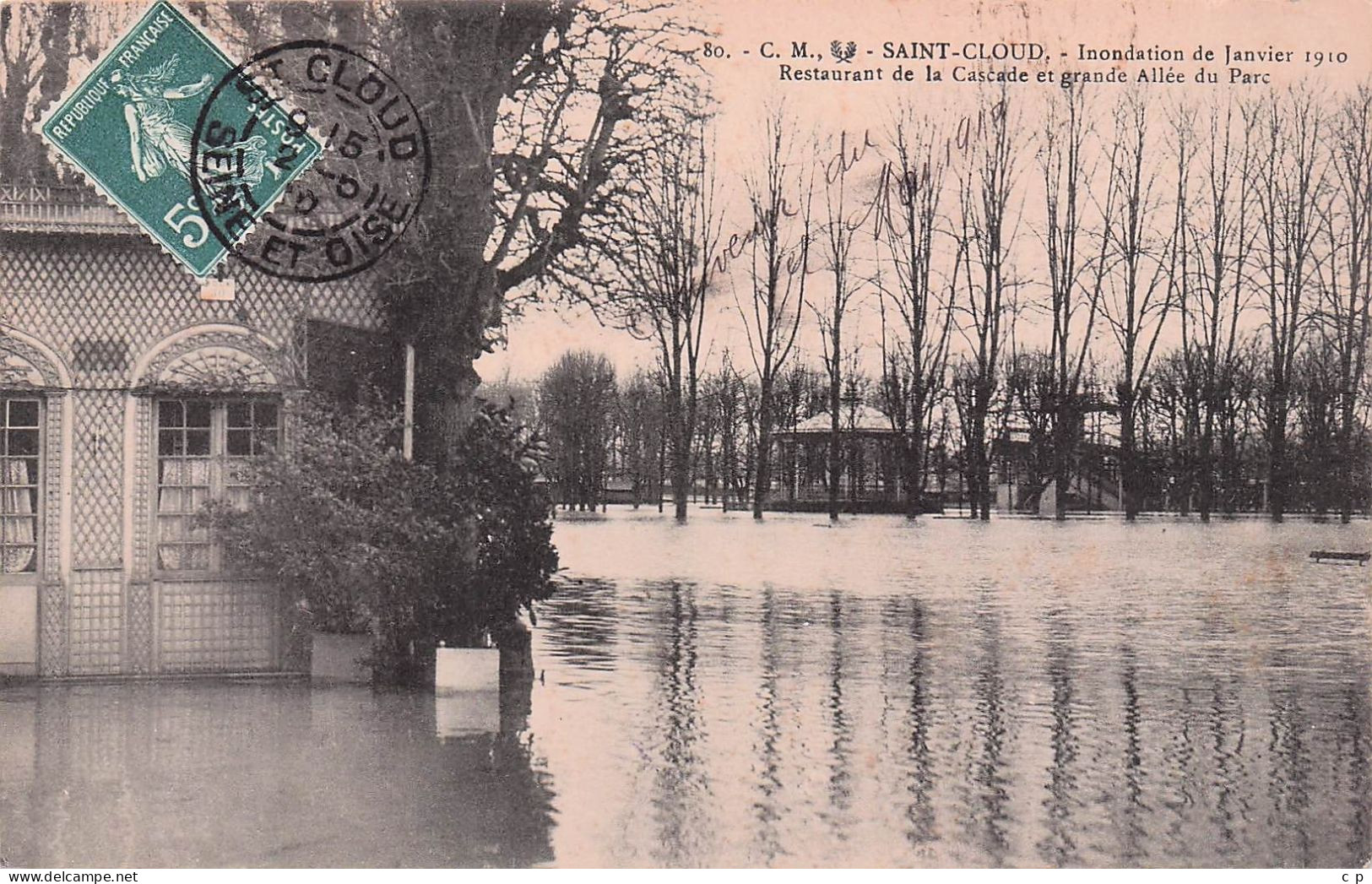 Saint Cloud   - Inondation Janvier 1910 - Restaurant De La Cascade  Et Allée Du Parc -   CPA °J - Saint Cloud