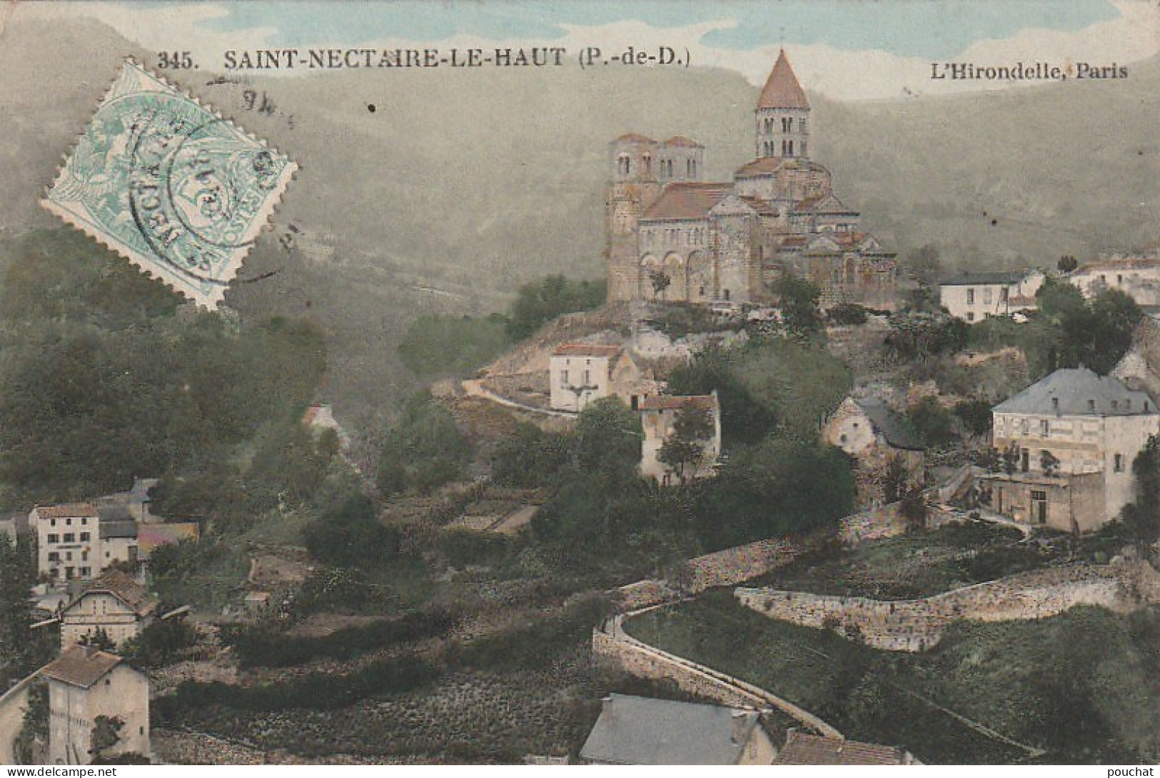 TE 9-(63) SAINT NECTAIRE LE HAUT- L' EGLISE - VUE GENERALE - CARTE COLORISEE - 2 SCANS - Saint Nectaire