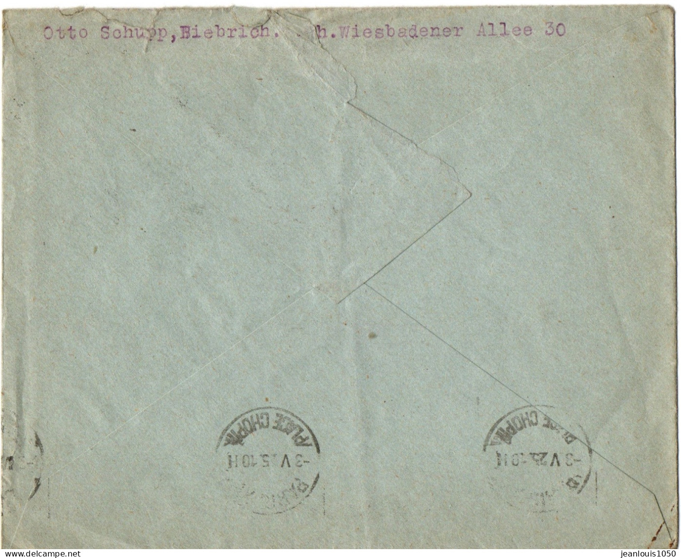 FRANCE SEMEUSES AFFRANCHISSEMENT COMBINE OBLITERETRESOR ET POSTE N°180( OCCUPATION EN ALLEMAGNE) POUR PARIS - Guerra Del 1914-18