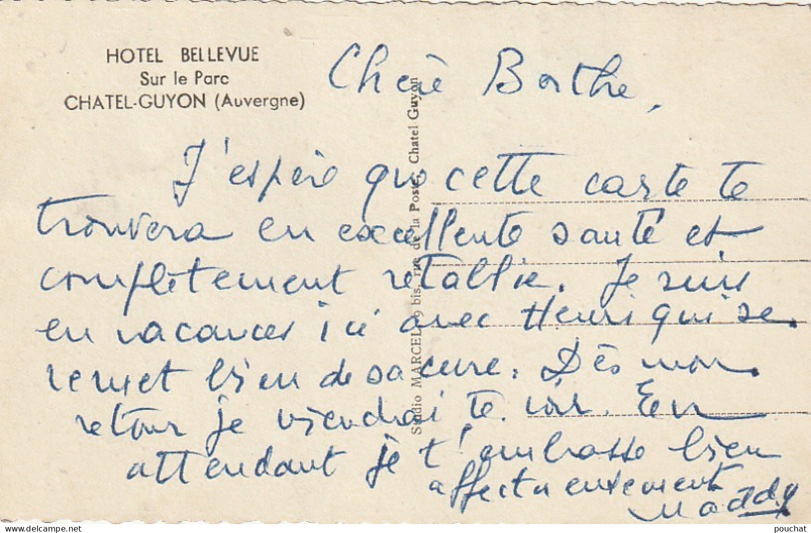 TE 10-(63) HOTEL BELLEVUE - SUR LE PARC - CHATELGUYON - 2 SCANS - Châtel-Guyon