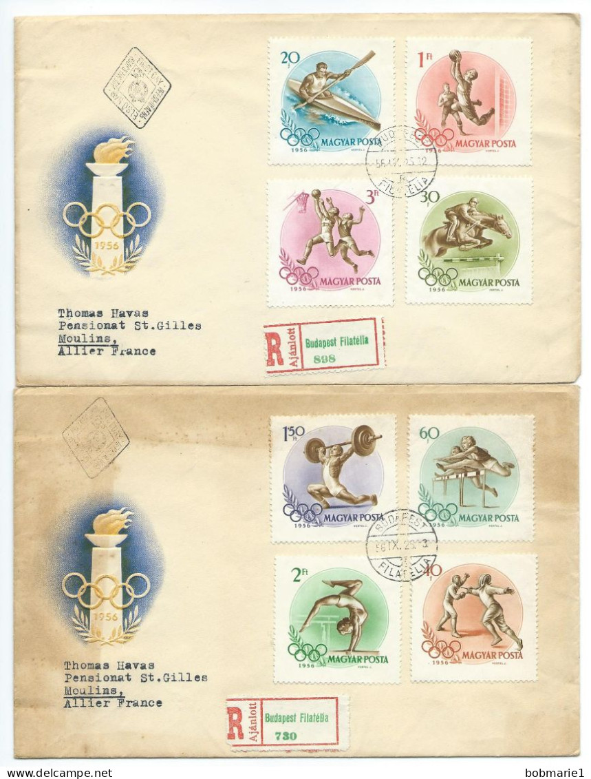 Lot De Deux Enveloppes 1er Jour, Jeux Olympique 1956. Budapest Filatelia. - Lettres & Documents