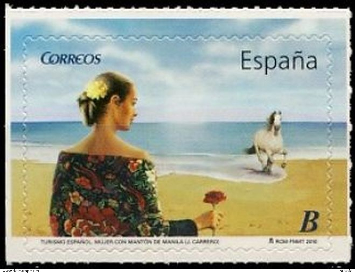 España 2010 Edifil 4532 Sello ** Turismo Mujer Con Mantón De Manila  (J. Carrero) Spain Stamps Timbre Espagne Briefmarke - Nuovi