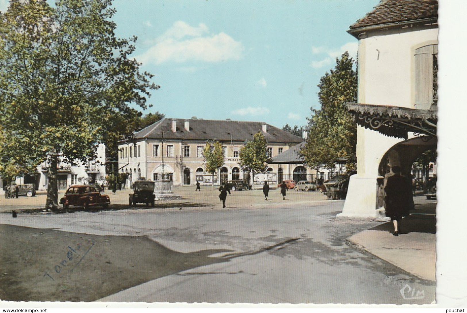 TE 12-(64) LEMBEYE - LA PLACE ET LA MAIRIE - CARTE COULEURS - 2 SCANS - Lembeye