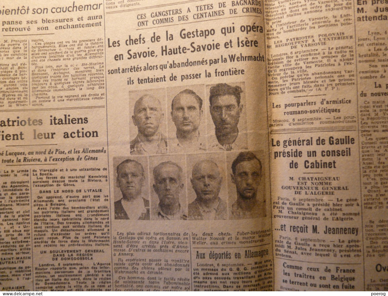 LES ALLOBROGES Du 7 SEPTEMBRE 1944 - FFI - HITLER - LIGNE SIEGFRIED - GESTAPO SAVOIE HAUTE SAVOIE ISERE - ITALIE - Autres & Non Classés