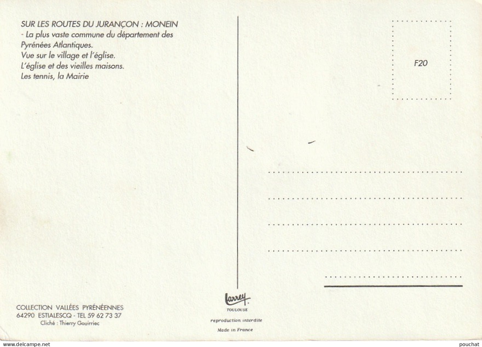 TE 12-(64) MONEIN - CARTE MULTIVUES COULEURS : EGLISE , MAIRIE , TENNIS - 2 SCANS - Other & Unclassified