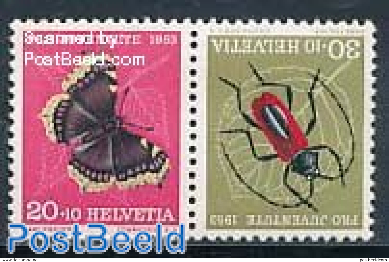 Switzerland 1953 Tete Beche Pair, Mint NH, Nature - Butterflies - Insects - Ongebruikt