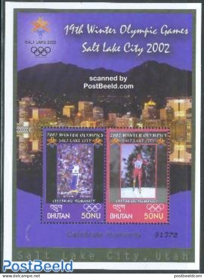 Bhutan 2002 Salt Lake City S/s, Mint NH, Sport - Olympic Winter Games - Skiing - Ski