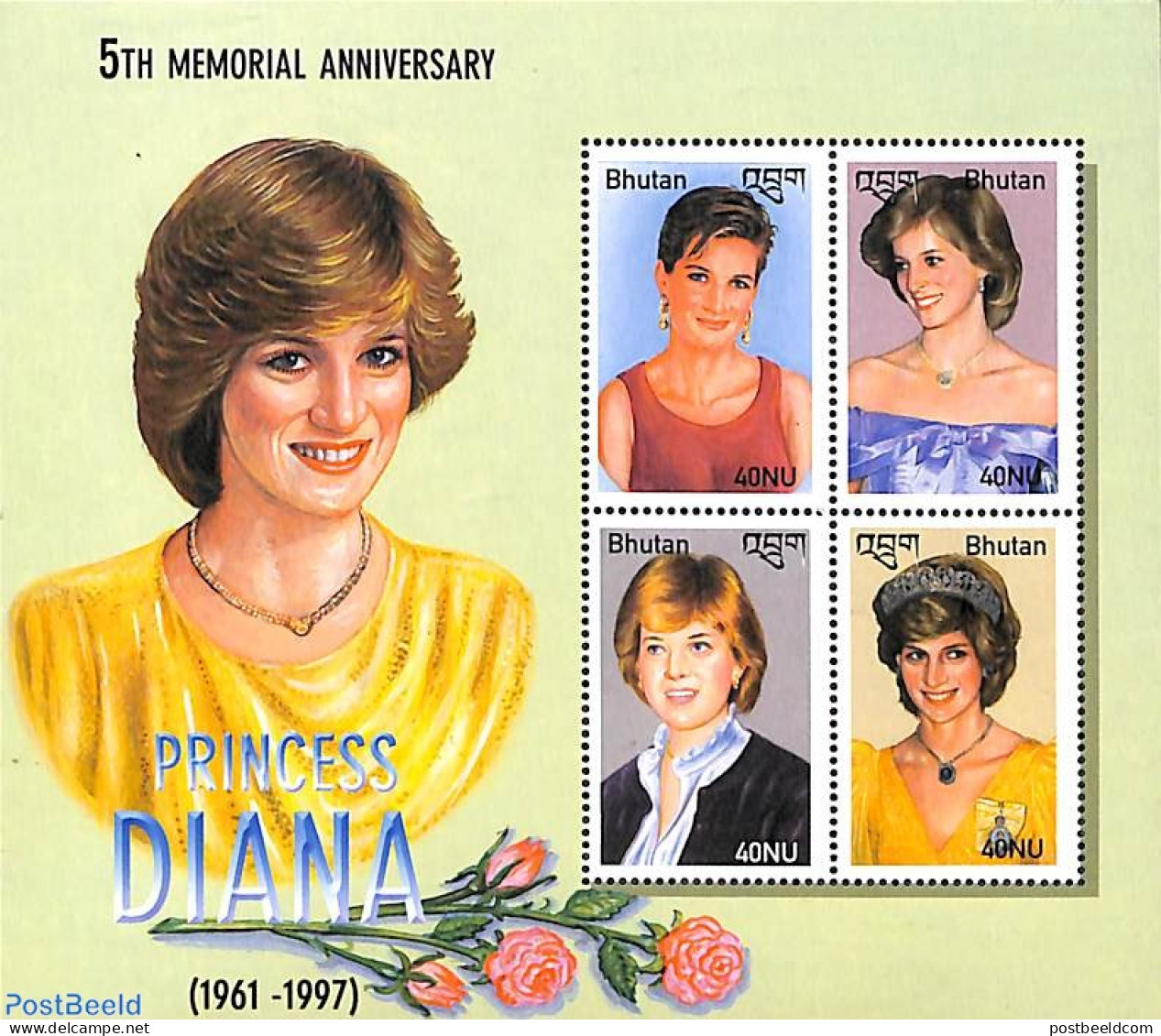 Bhutan 2003 Death Of Diana 4v M/s, Mint NH - Bhutan