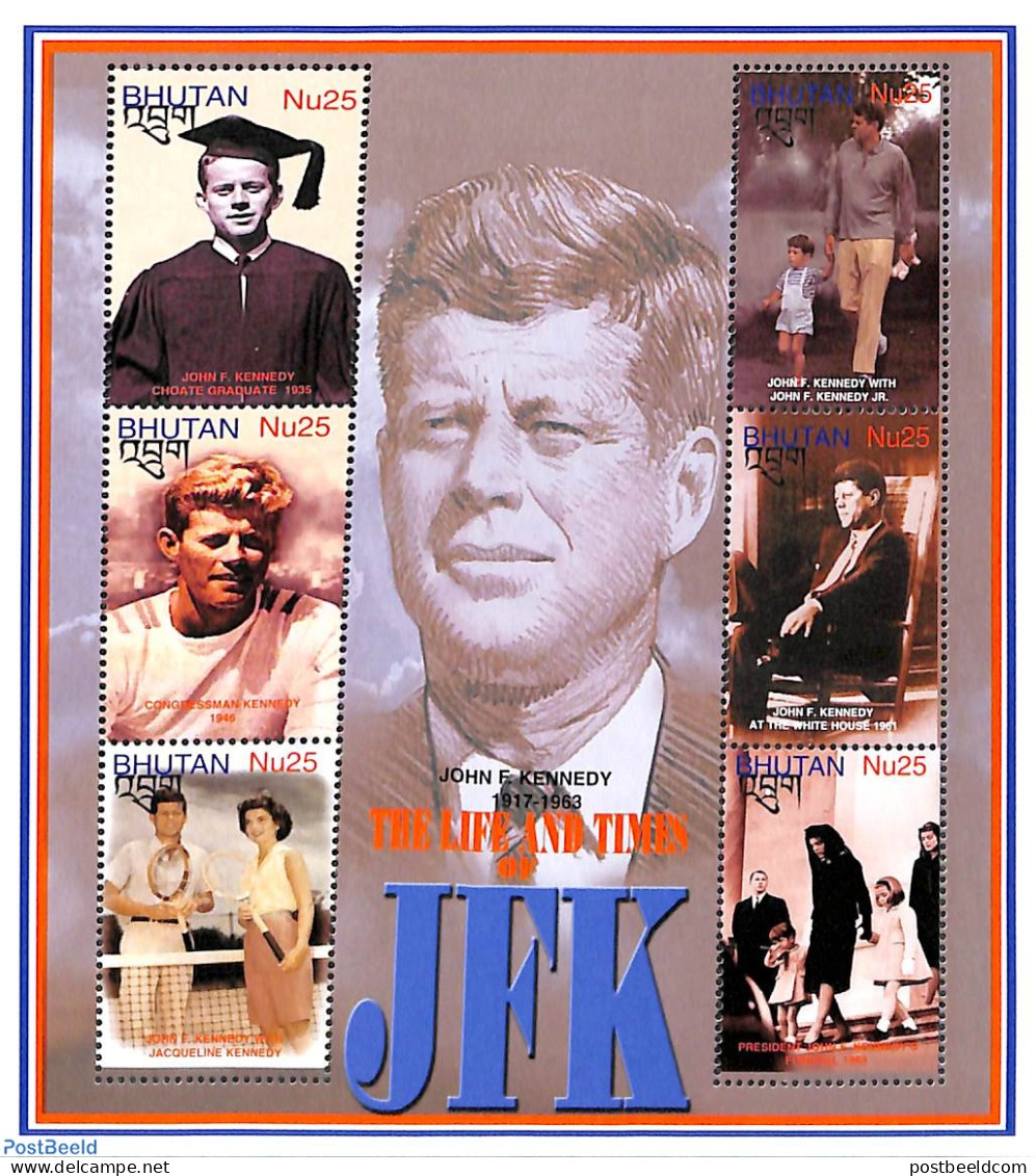 Bhutan 2003 J.F. Kennedy 6v M/s, Mint NH, History - Sport - American Presidents - Tennis - Tennis