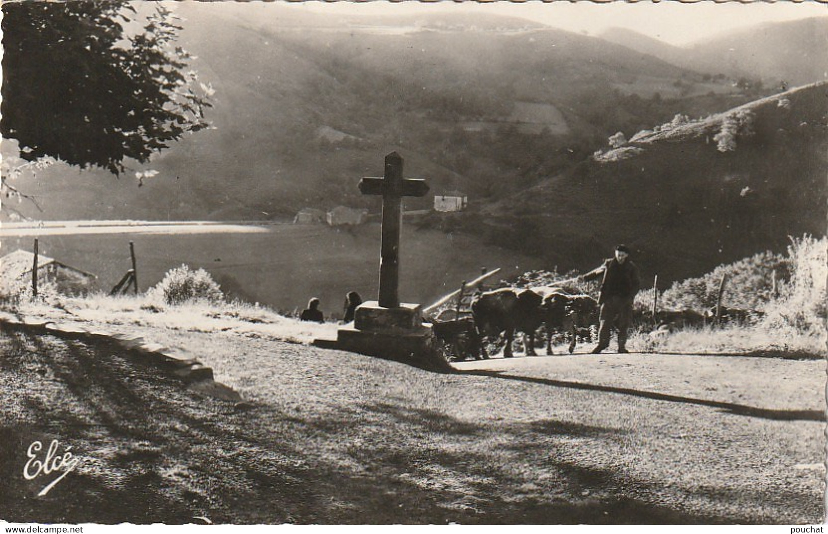 TE 13-(64) PAYS BASQUE - LA CROIX DU CHEMIN - PAYSAN ET ATTELAGE DE BOEUFS - 2 SCANS - Other & Unclassified