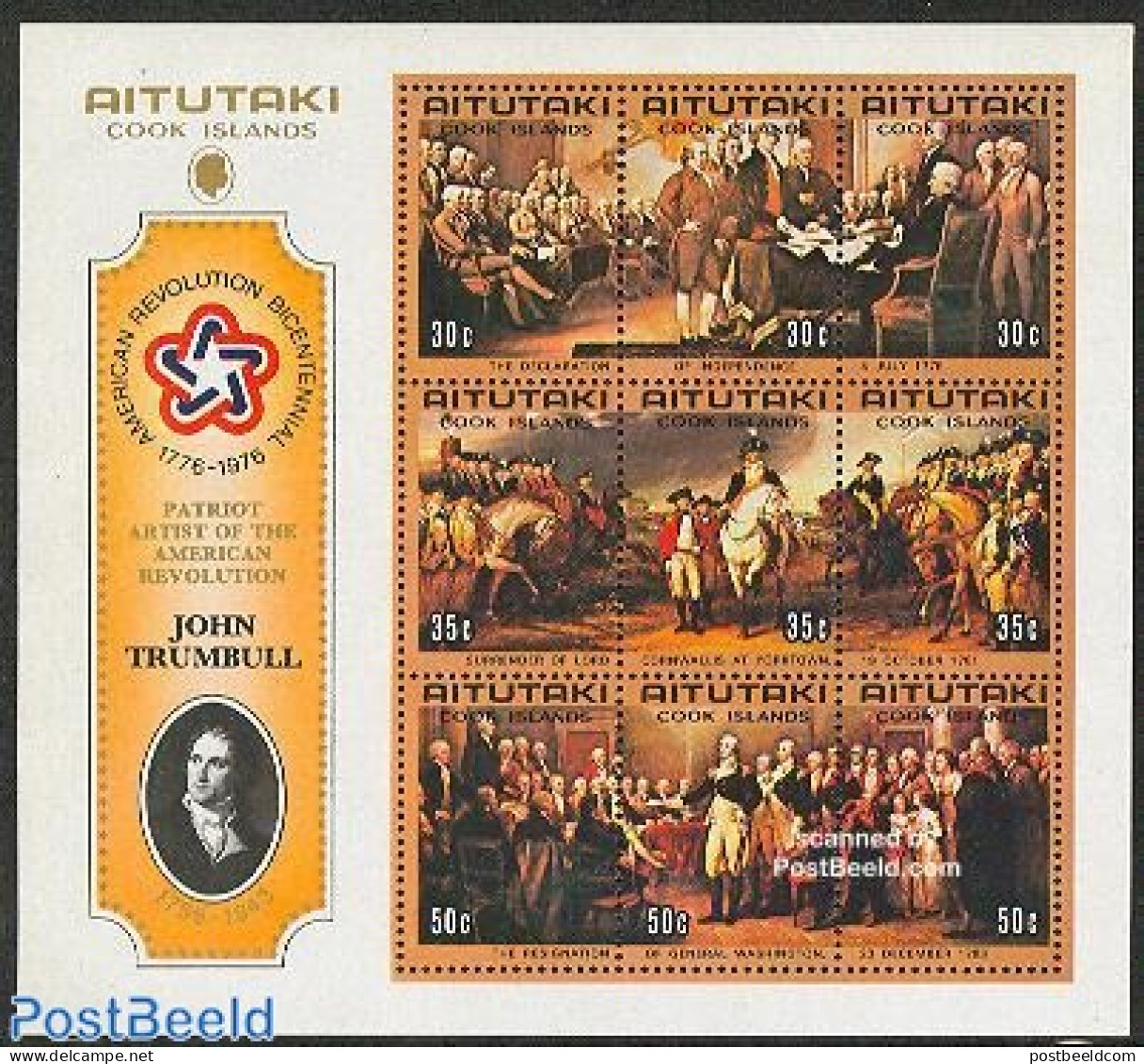 Aitutaki 1976 American Bi-centenary S/s, Mint NH, History - Nature - US Bicentenary - Horses - Aitutaki