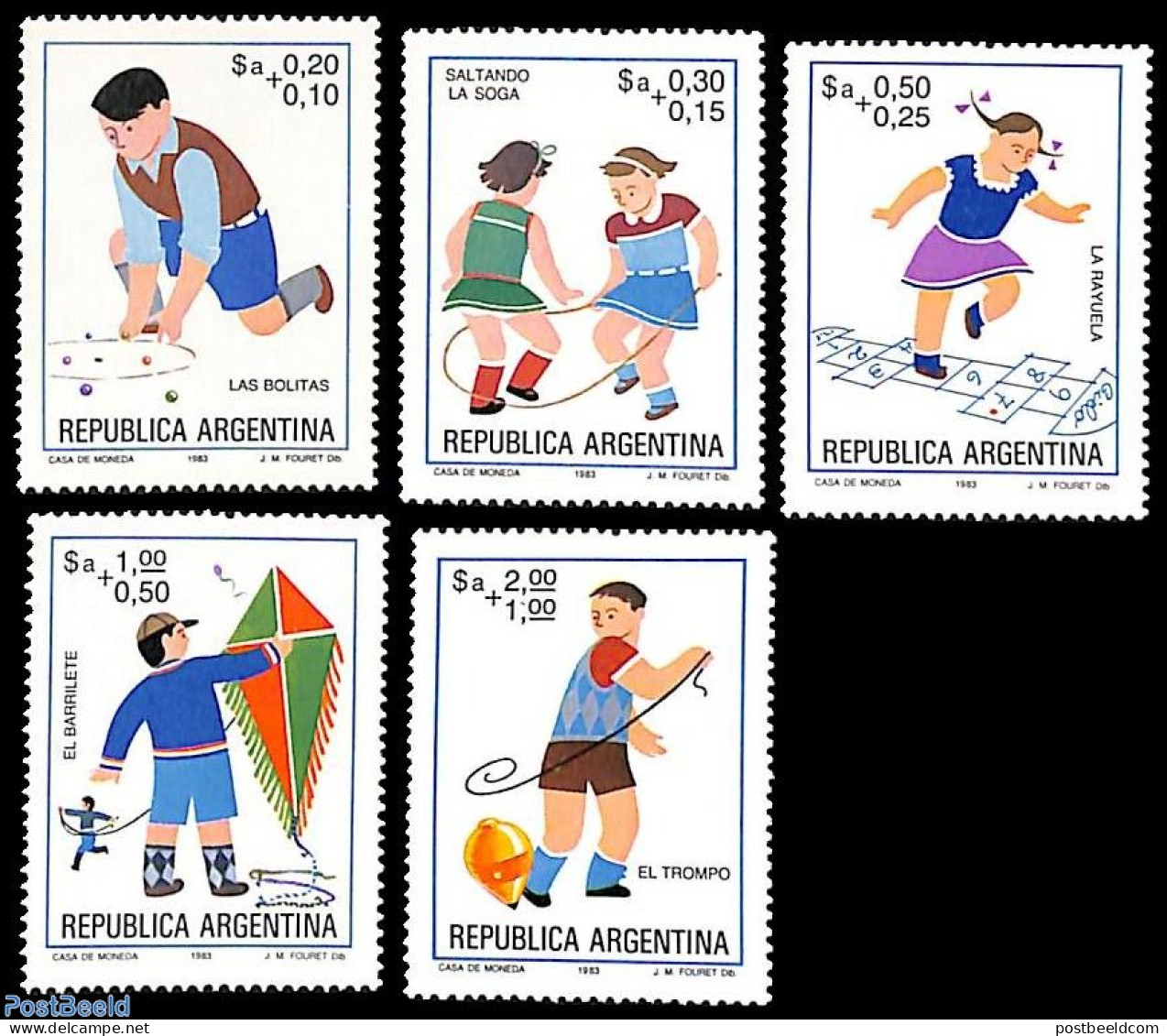 Argentina 1983 Childrens Games 5v, Mint NH, Sport - Various - Kiting - Toys & Children's Games - Neufs