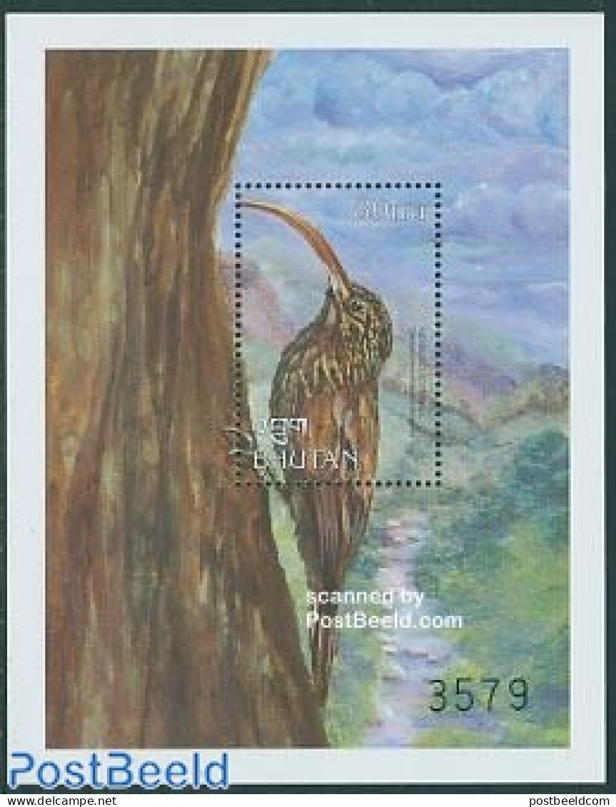 Bhutan 1999 Red Billed Scytebill S/s, Mint NH, Nature - Flowers & Plants - Bhután