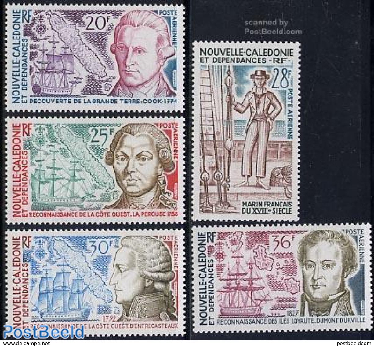 New Caledonia 1974 Discovery By Captain Cook 5v, Mint NH, History - Transport - Various - Explorers - Ships And Boats .. - Nuovi