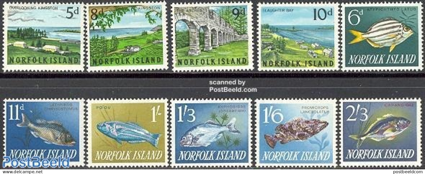 Norfolk Island 1962 Definitives 10v, Mint NH, Nature - Fish - Vissen