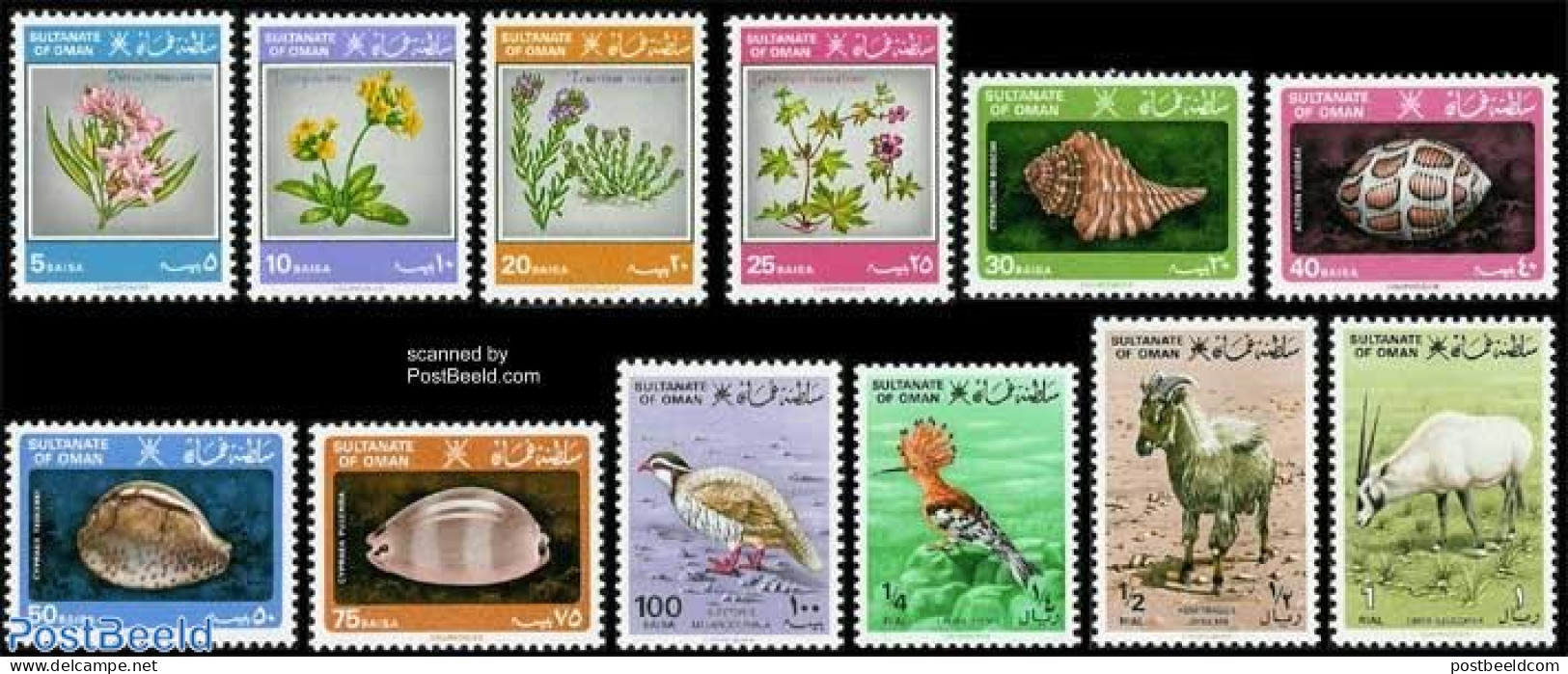 Oman 1982 Definitives 12v, Mint NH, Nature - Animals (others & Mixed) - Birds - Flowers & Plants - Shells & Crustaceans - Meereswelt