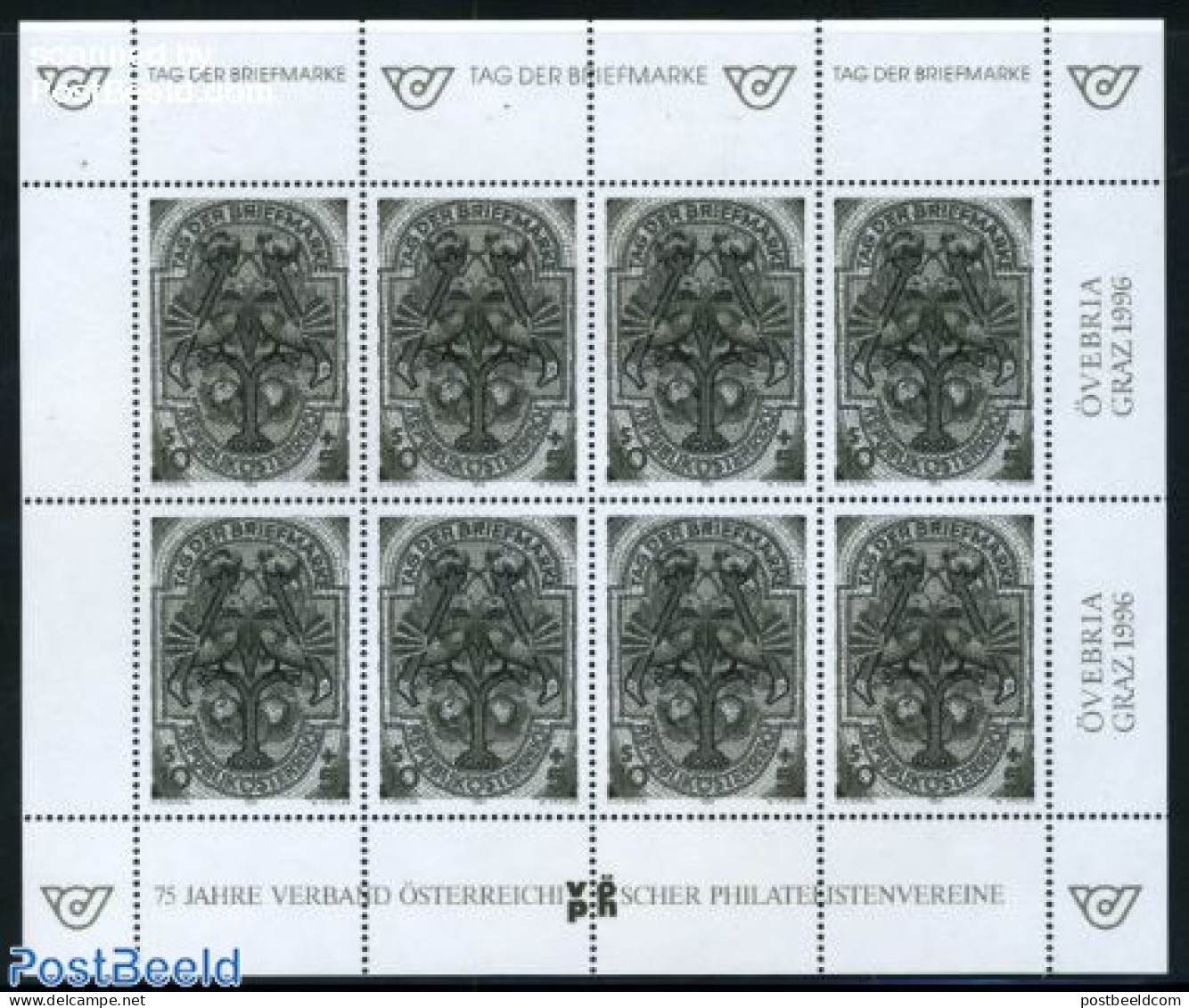 Austria 1996 Stamp Day M/s, Blackprint, Mint NH, Nature - Birds - Stamp Day - Ungebraucht