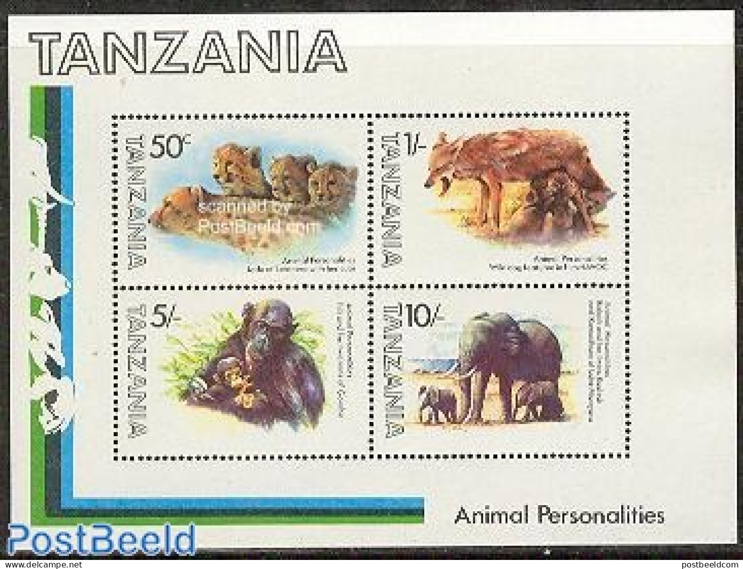 Tanzania 1982 Film Animals S/s, Mint NH, Nature - Performance Art - Animals (others & Mixed) - Cat Family - Elephants .. - Film