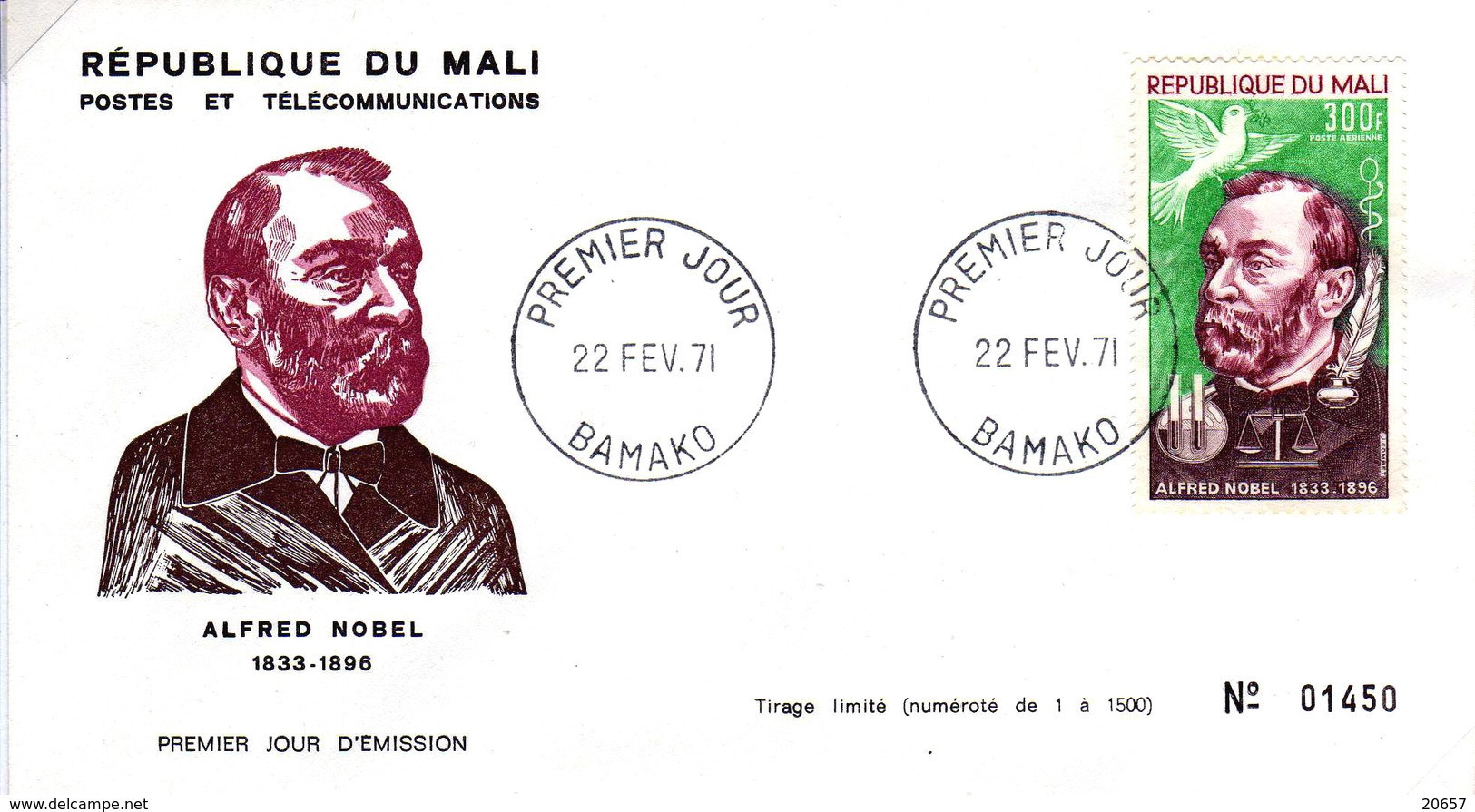 Mali A 115 Fdc Alfred Nobel , Chimie , Dynamite Tnt - Prix Nobel