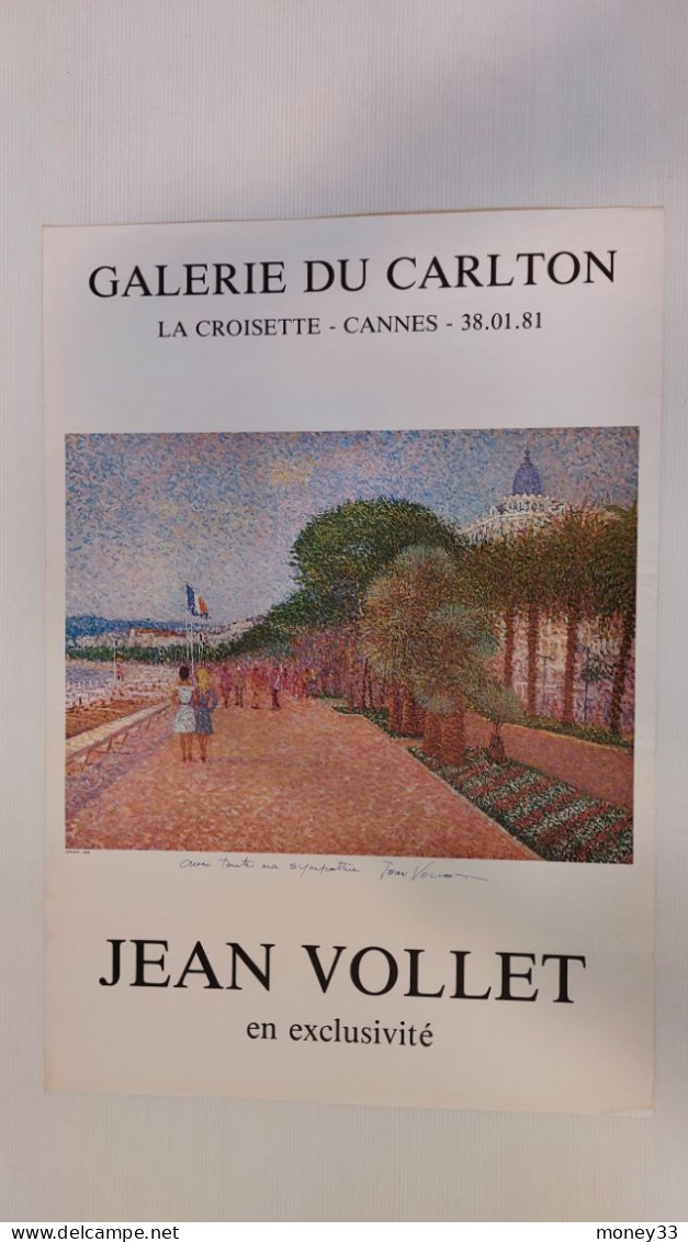 Affiche Galerie Jean VOLLET Galerie Du Carlton Signée Par L'artiste Et Dédicacée - Afiches