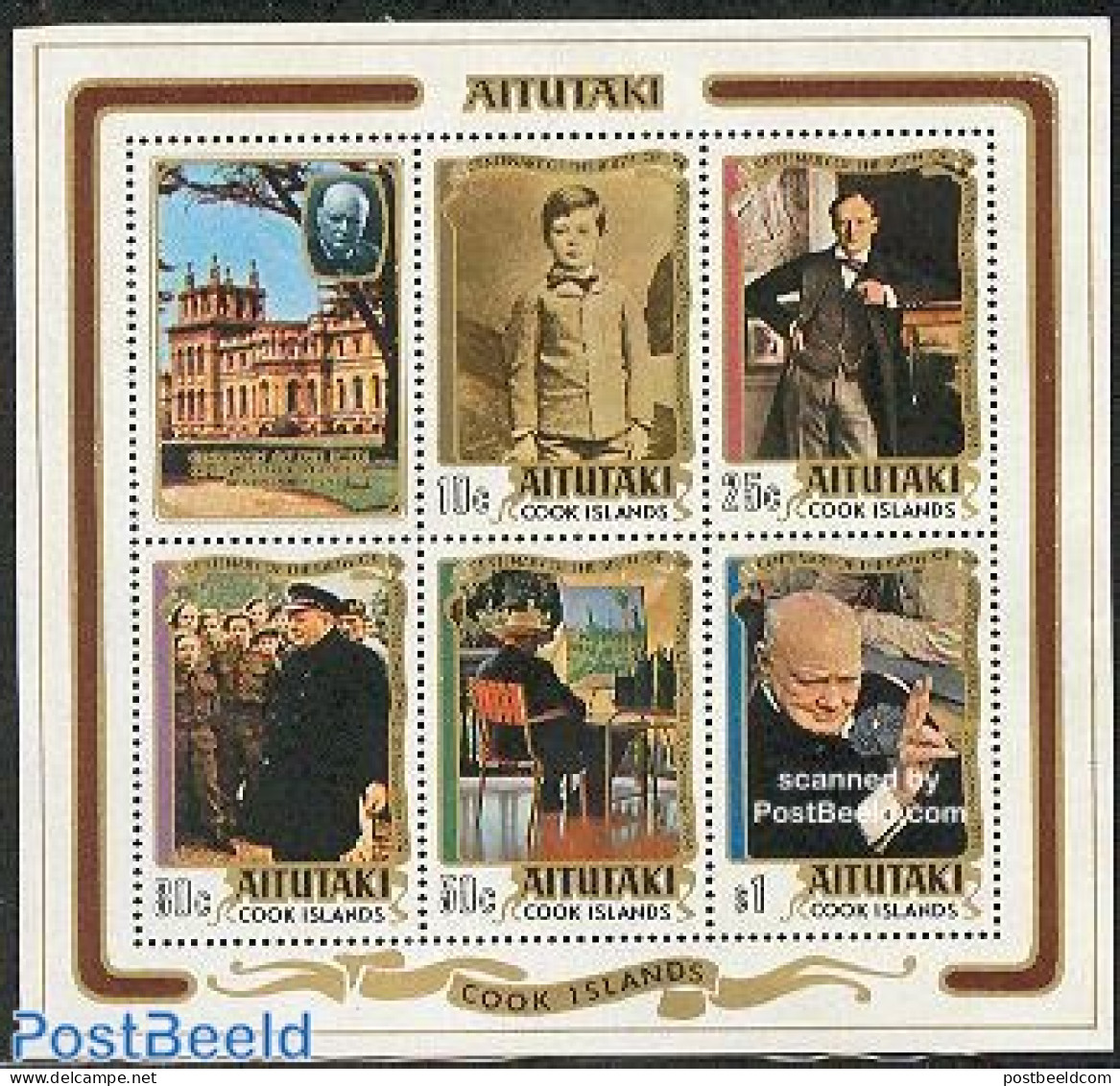 Aitutaki 1974 Sir Winston Churchill S/s, Mint NH, History - Churchill - Sir Winston Churchill