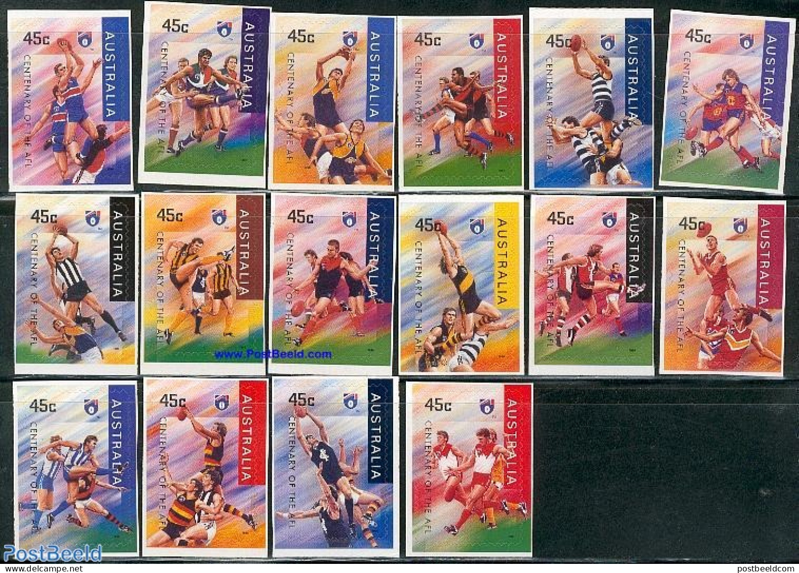 Australia 1996 100 Years Football Liga 16v S-a, Mint NH, Sport - Football - Unused Stamps